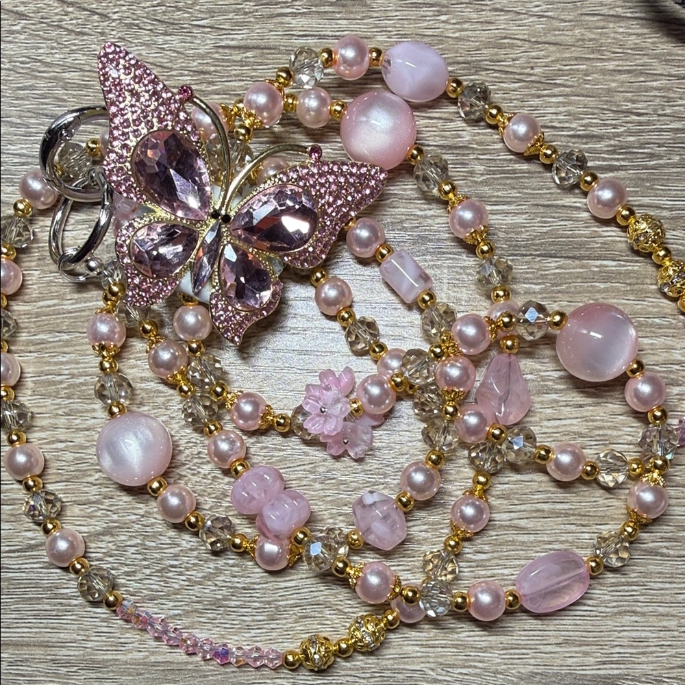 Elegant Pink Butterfly Crossbody Purse Chain
